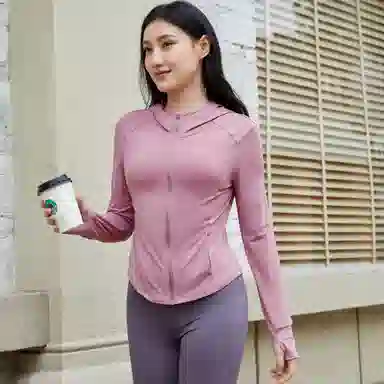 探路者 夏款修身连帽舒适简约外套骑行服瑜伽服 超轻透气速干防紫外线防晒服 女款