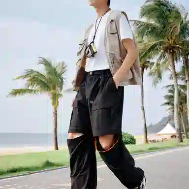 探路者 美式复古吸汗速干高弹宽松纯色时尚舒适百搭直筒休闲裤 男款