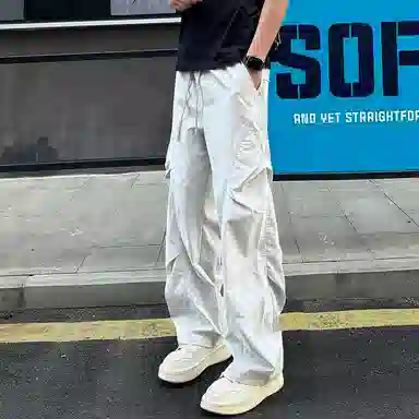 佑麟 美式复古速干工装伞兵裤夏季薄款冰丝裤子直筒长裤休闲裤 男女同款