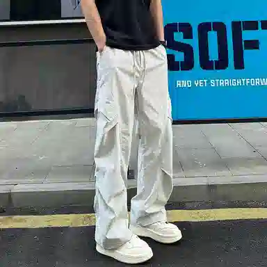 佑麟 美式复古速干工装伞兵裤夏季薄款冰丝裤子直筒长裤休闲裤 男女同款