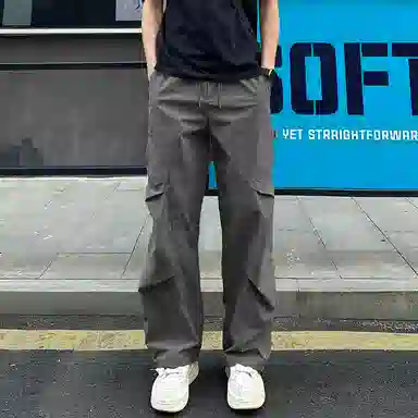 佑麟 美式复古速干工装伞兵裤夏季薄款冰丝裤子直筒长裤休闲裤 男女同款