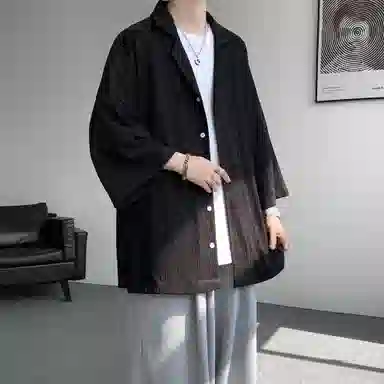 沐诚阳译 美式复古学院风慵懒休闲百搭落肩翻领日常通勤服饰美式高级感速干轻薄透气休闲通勤短袖衬衫 男女同款