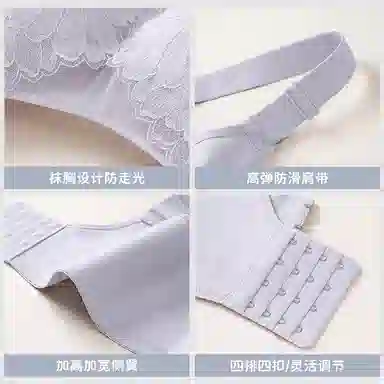 波波女神 大码无钢圈调整型上托提拉收副乳高弹舒适学生轻运动日常抗菌款文胸 女款 礼盒装