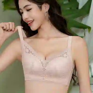 波波女神 漫画胸聚拢防下垂收副乳调整型仿乳胶杯性感蕾丝舒适无痕抗菌无钢圈文胸 女款 单件装