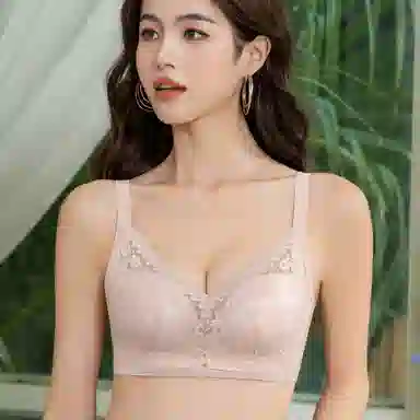 波波女神 漫画胸聚拢防下垂收副乳调整型仿乳胶杯性感蕾丝舒适无痕抗菌无钢圈文胸 女款 单件装