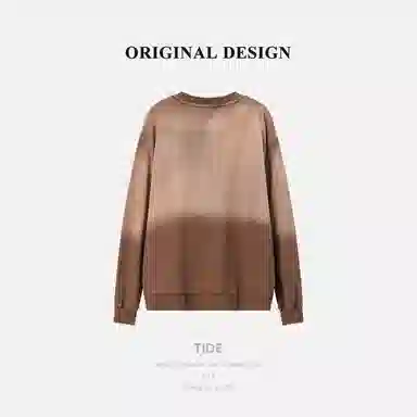 乱步 美式街头水洗做旧渐变字母刺绣圆领潮牌嘻哈宽松套头上衣卫衣 男女同款