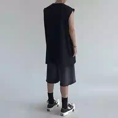 乱步 重磅美式街头基础款印花坎肩背心 男女同款
