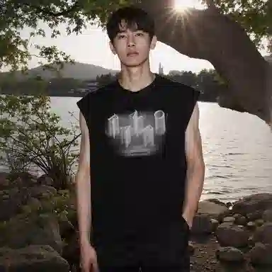 乱步 纯棉美式字母渐变嘻哈街头无袖坎肩夏季运动背心 男女同款