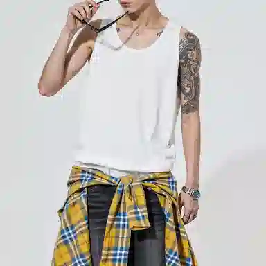 乱步 纯棉美式潮牌时尚舒适百搭中长款无袖背心 男女同款