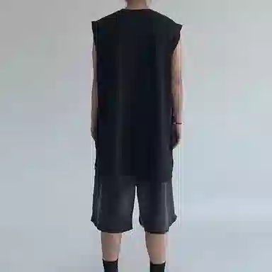 乱步 重磅美式街头基础款印花坎肩背心 男女同款