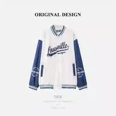 乱步 美式拼色港风运动宽松学生韩版夹克外套 男女同款