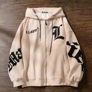 乱步 哥特刺绣拉链带帽衫开衫外套秋冬季款卫衣 男女同款