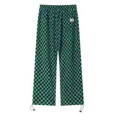 乱步 美式棋盘格直筒宽松潮牌高街抽绳休闲裤 男女同款