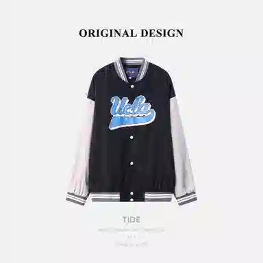 乱步 美式拼色港风运动宽松学生韩版夹克外套 男女同款