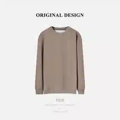 乱步 美式休闲宽松纯色打底衫圆领长袖卫衣 男女同款