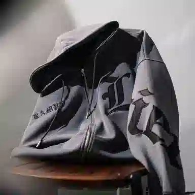 乱步 哥特刺绣拉链带帽衫开衫外套秋冬季款卫衣 男女同款