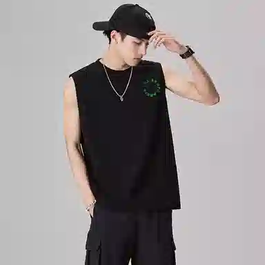 乱步 重磅坎肩纯棉字母圈简约穿搭美式健身运动透气青少年无袖背心 男女同款