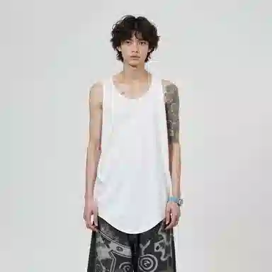 乱步 纯棉美式潮牌时尚舒适百搭中长款无袖背心 男女同款