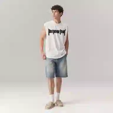 乱步 纯棉薄款宽松运动坎肩背心 男女同款