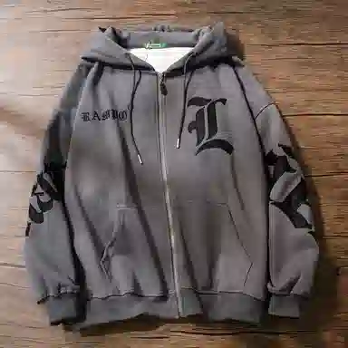 乱步 哥特刺绣拉链带帽衫开衫外套秋冬季款卫衣 男女同款