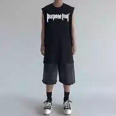 乱步 纯棉薄款宽松运动坎肩背心 男女同款