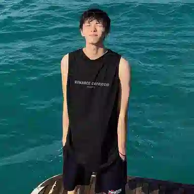 乱步 重磅纯棉简约字母印花休闲宽松潮流夏季无袖背心 男女同款