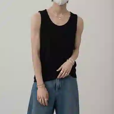 乱步 纯棉美式潮牌时尚舒适百搭中长款无袖背心 男女同款