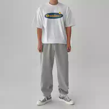 乱步 纯色复古直筒垂感运动松紧卫裤学生宽松百搭情侣休闲长裤 男女同款