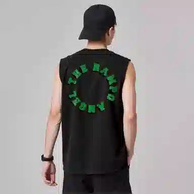 乱步 重磅坎肩纯棉字母圈简约穿搭美式健身运动透气青少年无袖背心 男女同款