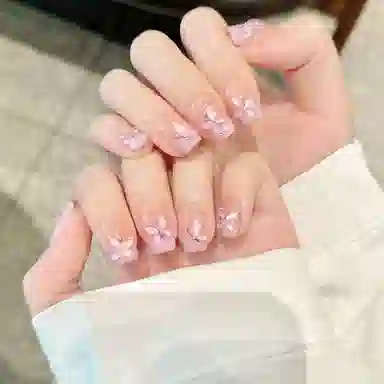 轻迎 法式显白短款蝴蝶  穿戴甲 短梯纯色晕染 猫眼