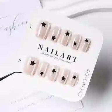 轻迎 夏季简约星星  穿戴甲 短款粉色纯色 猫眼