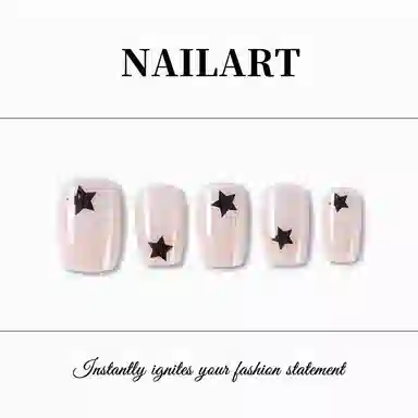 轻迎 夏季简约星星  穿戴甲 短款粉色纯色 猫眼