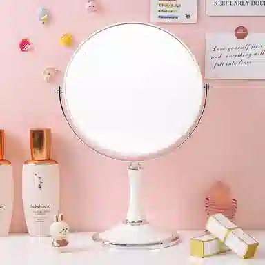 轻迎 奶油风可放大旋转可爱高颜值双面化妆镜