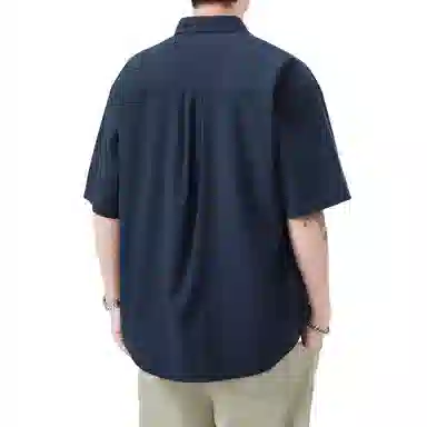 帝狼牛 户外休闲美式复古个性不规则口袋设计日系港风宽松百搭出勤日常时尚舒适工装短袖衬衫 男女同款