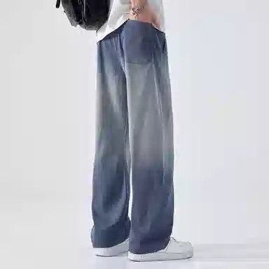 帝狼牛 复古做旧渐变舒适百搭宽松直筒休闲裤 男款