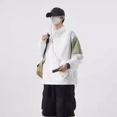 帝狼牛 薄款拼接可调节抽绳设计连帽潮流宽松休闲运动透气防晒服 男女同款