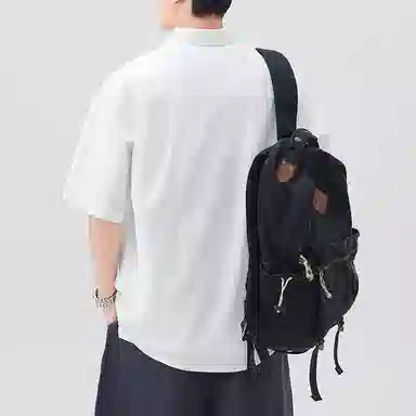 帝狼牛 美式高街基础款纯色简约垂感百搭休闲宽松通勤薄款短袖衬衫 男女同款