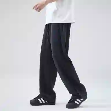帝狼牛 美式复古高街潮牌侧边褶皱垂感跑步户外宽松舒适百搭直筒运动 休闲裤 男女同款