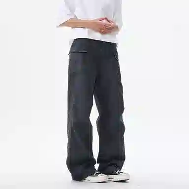 帝狼牛 美式复古高街痞帅直筒显瘦时尚舒适休闲裤 男女同款