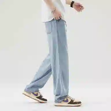 帝狼牛 美式复古高街水洗做旧基础款舒适亲肤透气直筒通勤百搭废土风垂感时尚休闲中腰宽松简约牛仔裤 男女同款