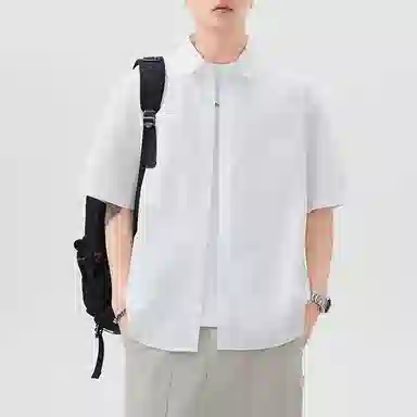帝狼牛 户外休闲美式复古个性不规则口袋设计日系港风宽松百搭出勤日常时尚舒适工装短袖衬衫 男女同款