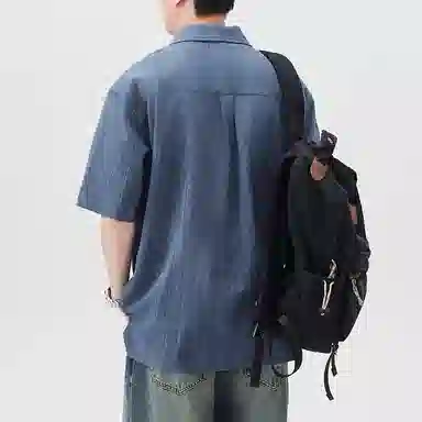帝狼牛 夏季潮牌复古文艺棉国风舒适日系质感短袖衬衫 男女同款