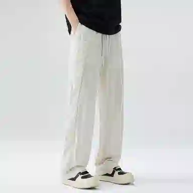 帝狼牛 纯色舒适百搭时尚简约慵懒长裤休闲裤 男女同款