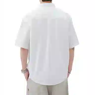 帝狼牛 户外休闲美式复古个性不规则口袋设计日系港风宽松百搭出勤日常时尚舒适工装短袖衬衫 男女同款