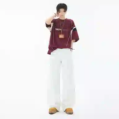 帝狼牛 美式宽松日系复古潮牌休闲裤纯色工装长裤牛仔裤 男女同款