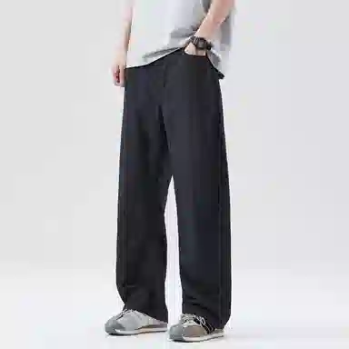 帝狼牛 美式学院风百搭薄款速干弯刀宽松垂感纯色休闲裤 男女同款