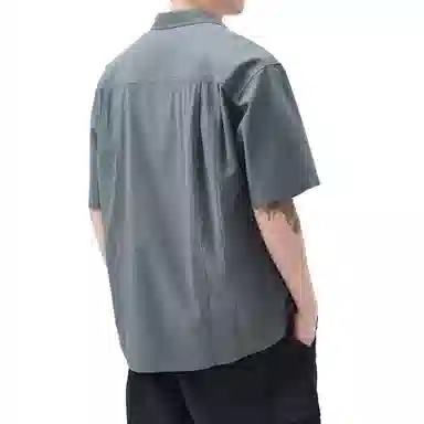 帝狼牛 美式高街基础款纯色简约垂感百搭休闲宽松通勤薄款短袖衬衫 男女同款