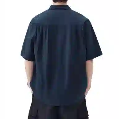 帝狼牛 美式高街基础款纯色简约垂感百搭休闲宽松通勤薄款短袖衬衫 男女同款