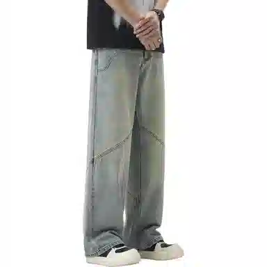帝狼牛 美式复古水洗色做旧直筒宽松休闲百搭慵懒垂感牛仔裤 男女同款