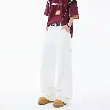 帝狼牛 美式宽松日系复古潮牌休闲裤纯色工装长裤牛仔裤 男女同款